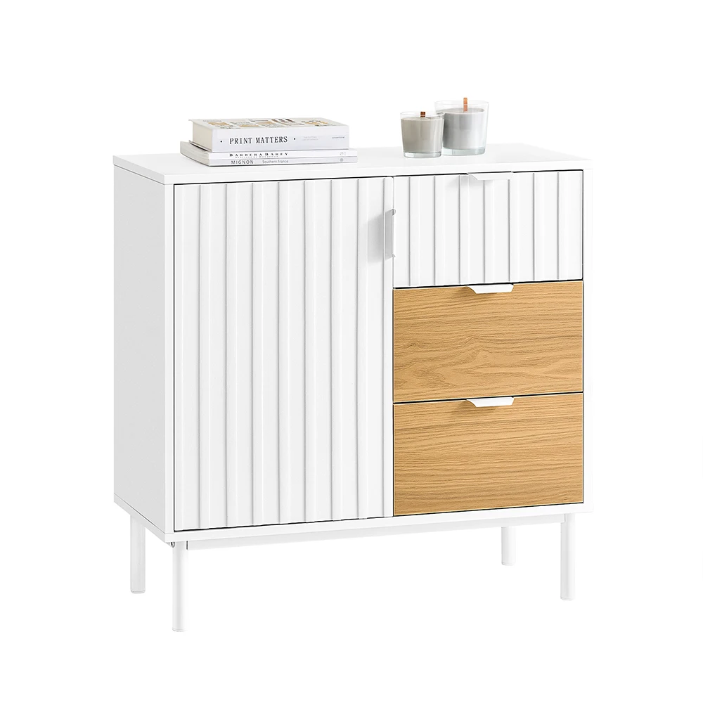 SoBuy FSB91-WN Armadio da cucina Credenza armadio Buffet armadio guardaroba Comò Bianco-Naturale BHT circa 75x76x35 cm