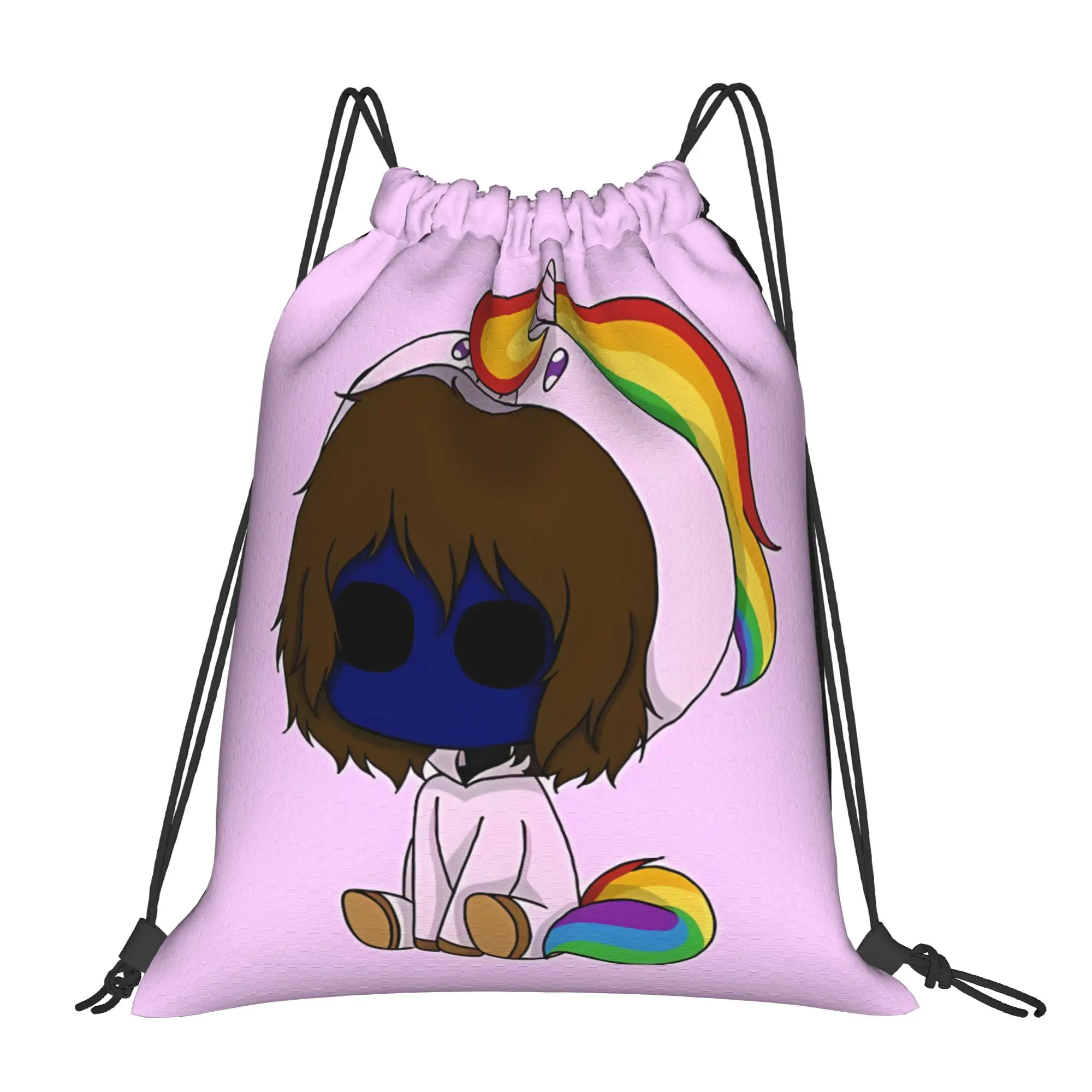 Unicorn Eyeless Jack CCreepypasta Portable Sports Riding Gym Drawstring Vintage Horror Storage Backpacks
