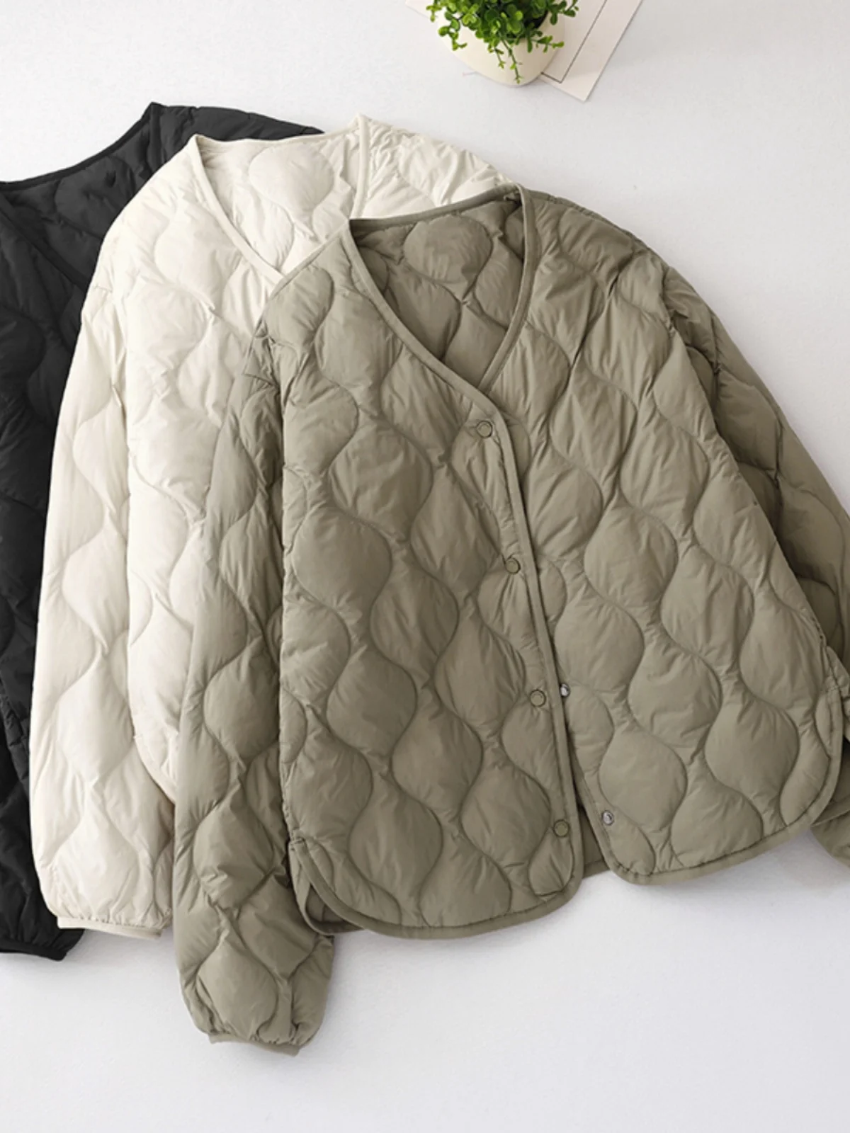 Faionable léger matelassé v-ne vers le bas coton Jaet femmes hiver ample intérieur chaud ort manteau Dr Qing a Po