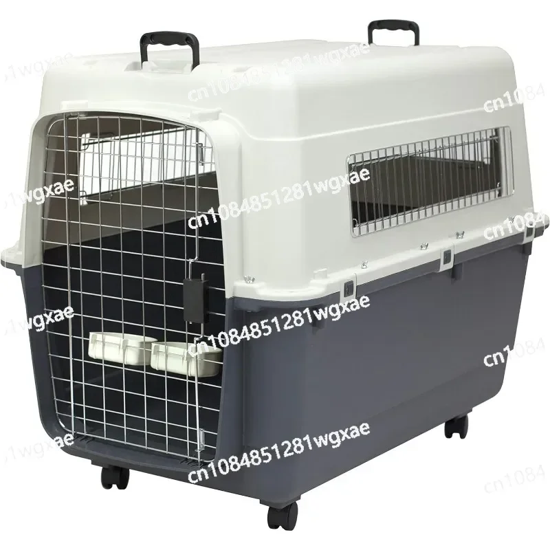 Plastic Kennel Rolling Plastic Wire Door Travel Dog Box, XXL