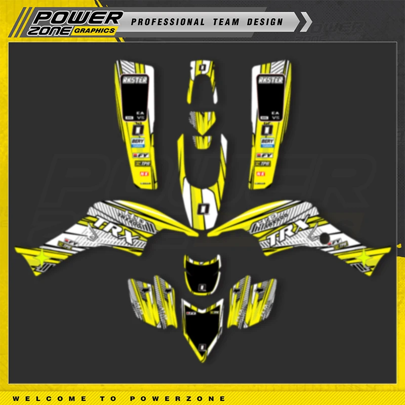 

PowerZone Custom Team Graphics Backgrounds Decals Stickers Kit For Honda 1999-2007 TRX400 EX Supermoto 400cc Custom Design 02