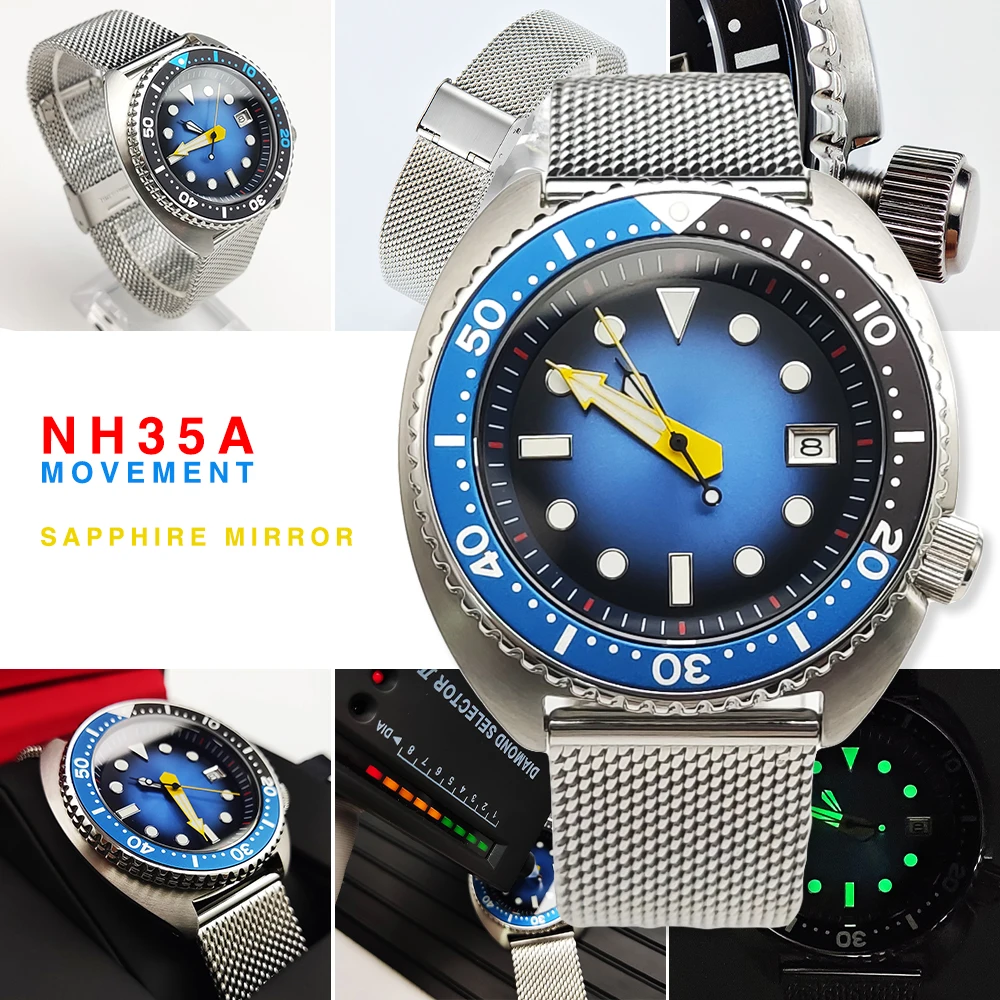 

Luxury 45MM big abalone automatic mechanical men's watch Japan NH35A movement installed sapphire mirror suitable for divers