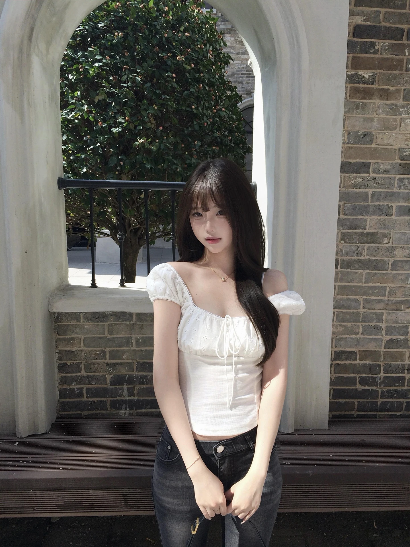 

Pure Desire Sexy Square Collar Bubble Sleeve T-Shirt Women Short Sleeve Slim Fit Short Style Waist Shaping Slimming Top