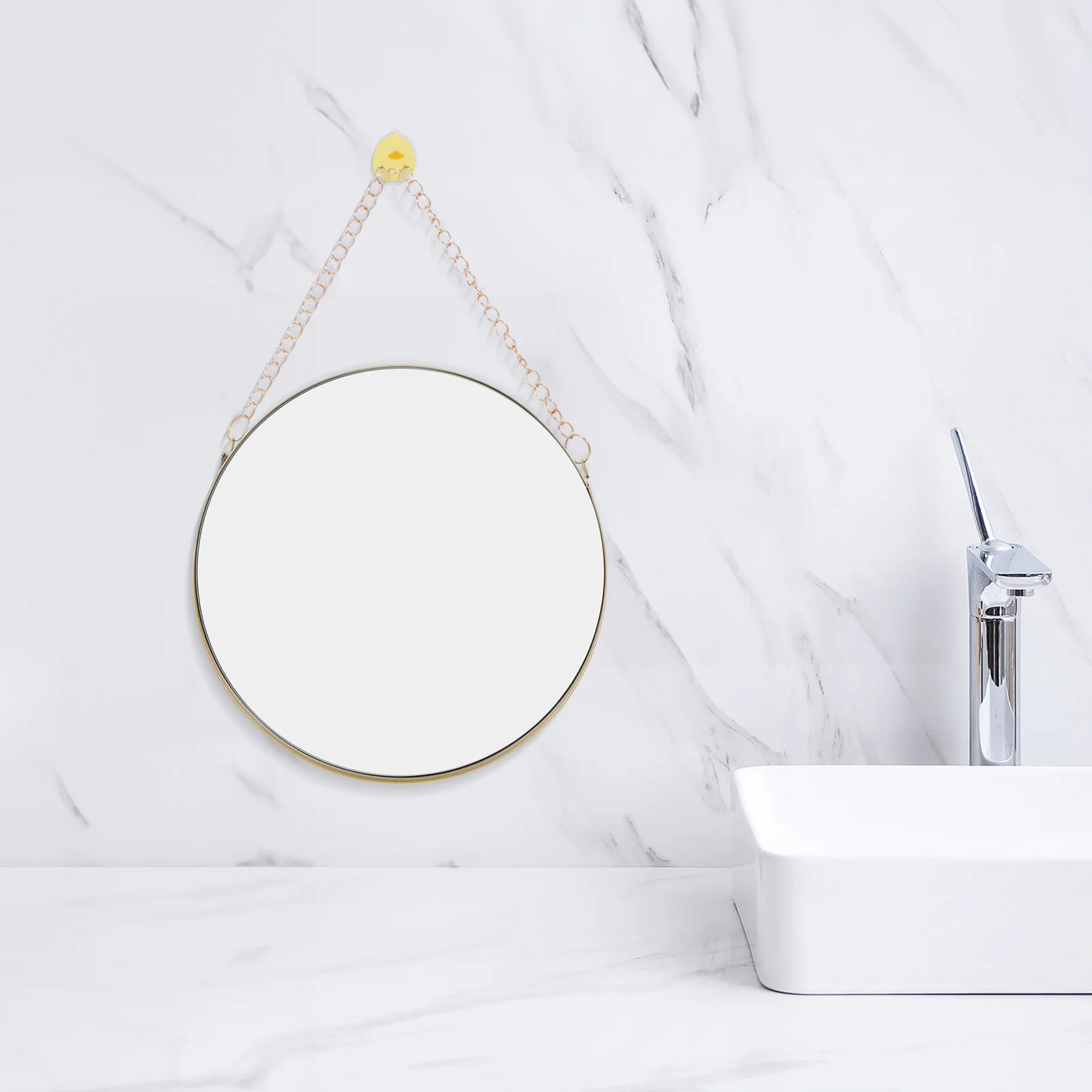 

1Pcs Nordic Style Wall Hanging Mirror Light Luxury Iron Frame Makeup Mirror Bathroom Porch High Definition Home