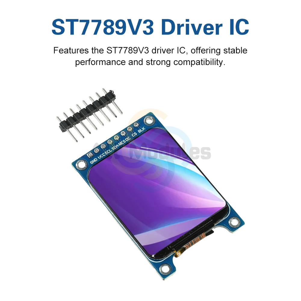 وحدة شاشة TFT LCD مقاس 1.69 بوصة ST7789V3 SPI واجهة تصميم زاوية مستديرة رفيع للغاية بدقة 240 × 280 شاشة ملونة
