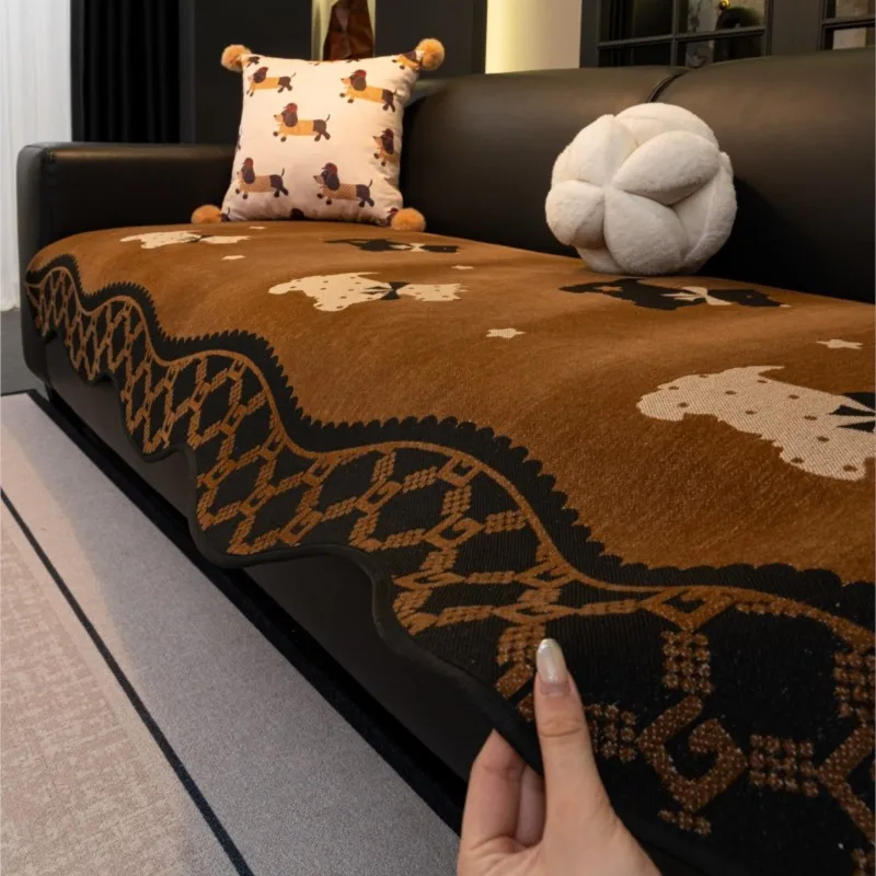 

Pad One-Piece Anti-Slip Retro French Chenille Design Sofa Cushions for Living Room 2025 All Seasons Dog Pattern Sofa Cushion