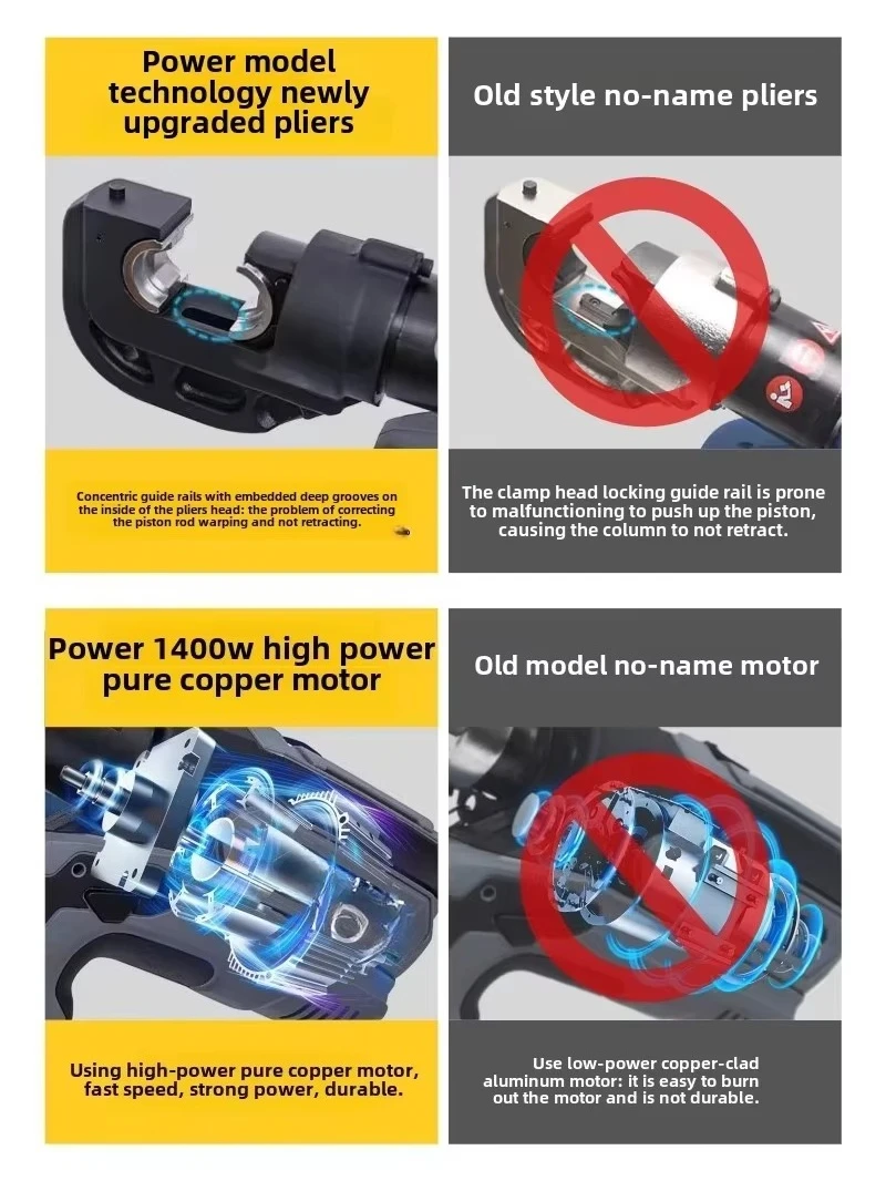 EZ-400 Rechargeable Electric-Hydraulic Clamp Lithium Battery Powered Two-in-One Cable Crimping Clamp for Copper Hydraulic Tools