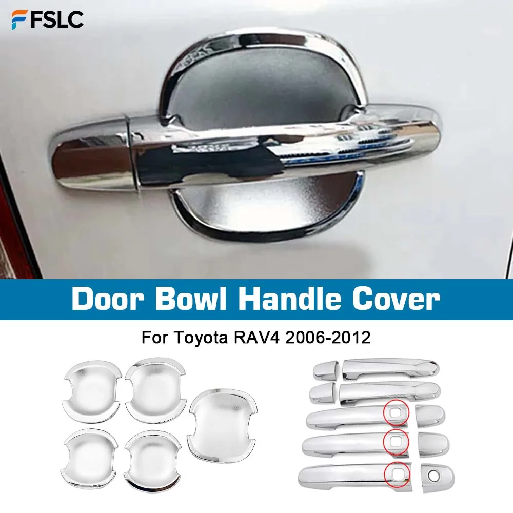 

⭐Genuine⭐ Car Decoration Chrome Silver Door Bowl Handle Cover For Toyota RAV4 2006-2012 Cars Accessories Exterior Styling