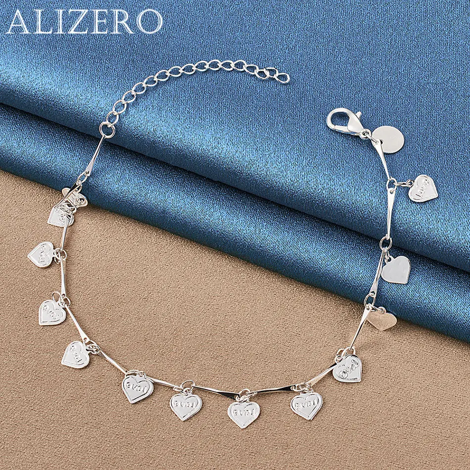 

ALIZERO 925 Sterling Silver Heart Card Charm Bracelet For Women Fashion Cute Accessories Jewelry Valentine's Day Gifts