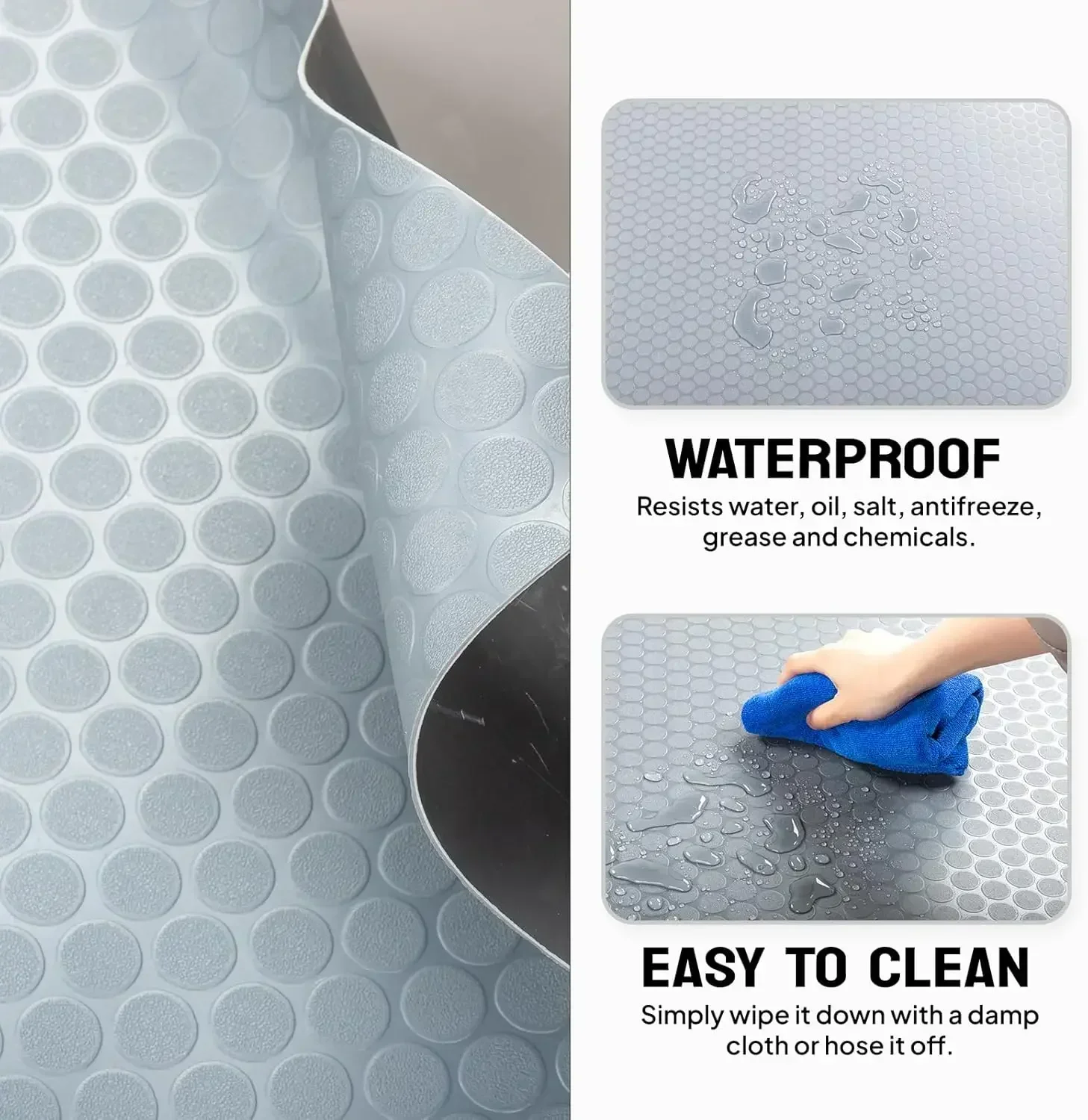 

XMSJ-Sale7.5x17 FT Garage Floor Mat, Coin Plate Sheet PVC Roll for Under Car Parking Protect, RV Trailer Flooring, Water/Stain R