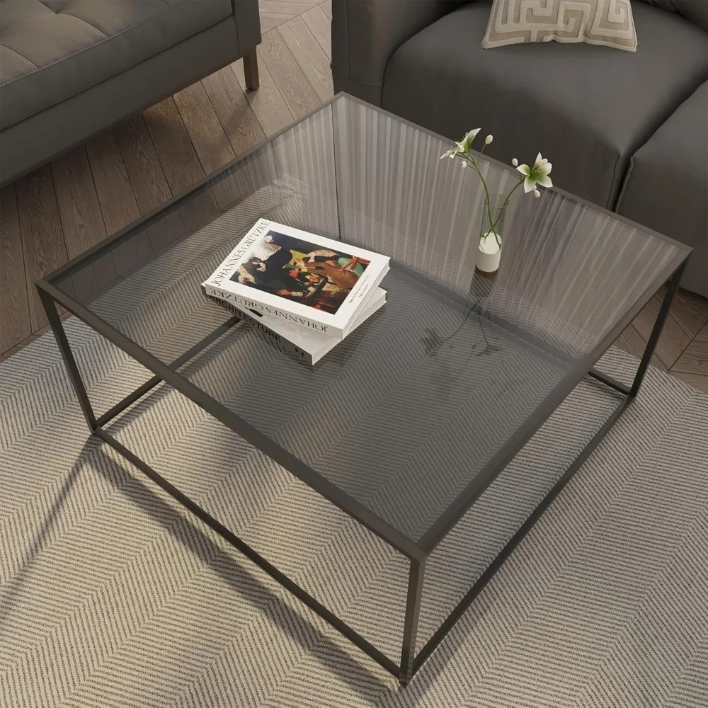 Coffee Tables for Living Room Square Modern Center for Small Space, with Sturdy Metal Frame Sofa Side End Table, Coffee Tables