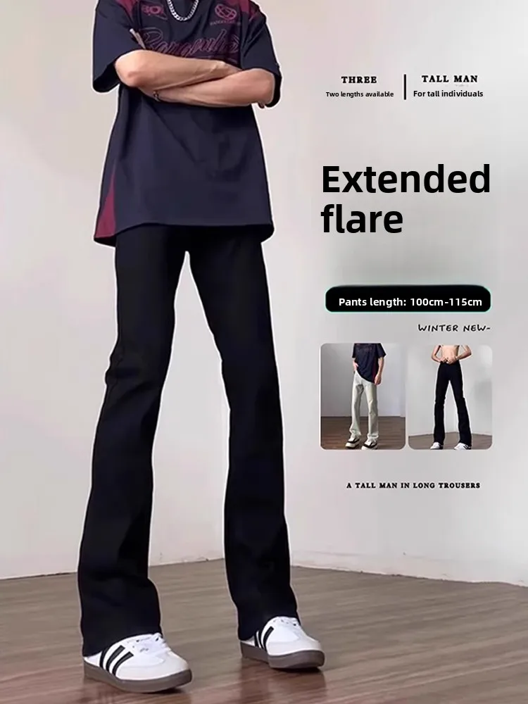 

Cleanfit Extended Length Fce Lined Denim Jeans for Men Spring Autumn High Waist Knife Pleat Leg Lengthening Straight Leg J...