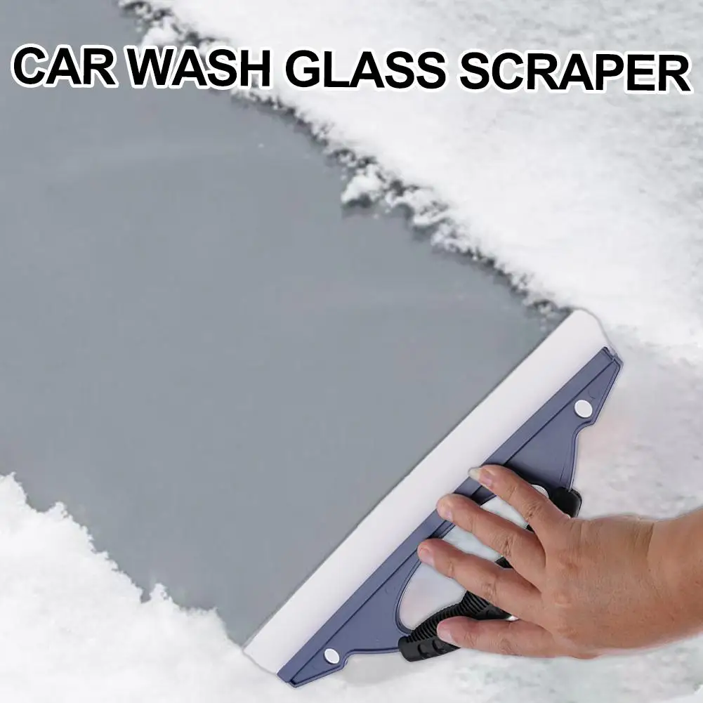 

Car Wash Glass Scraper - Curved Ergonomic Handle, Soft Silicone Scratch-Free 32*10cm Effort-Saving For Car Window Cleaning P8W4
