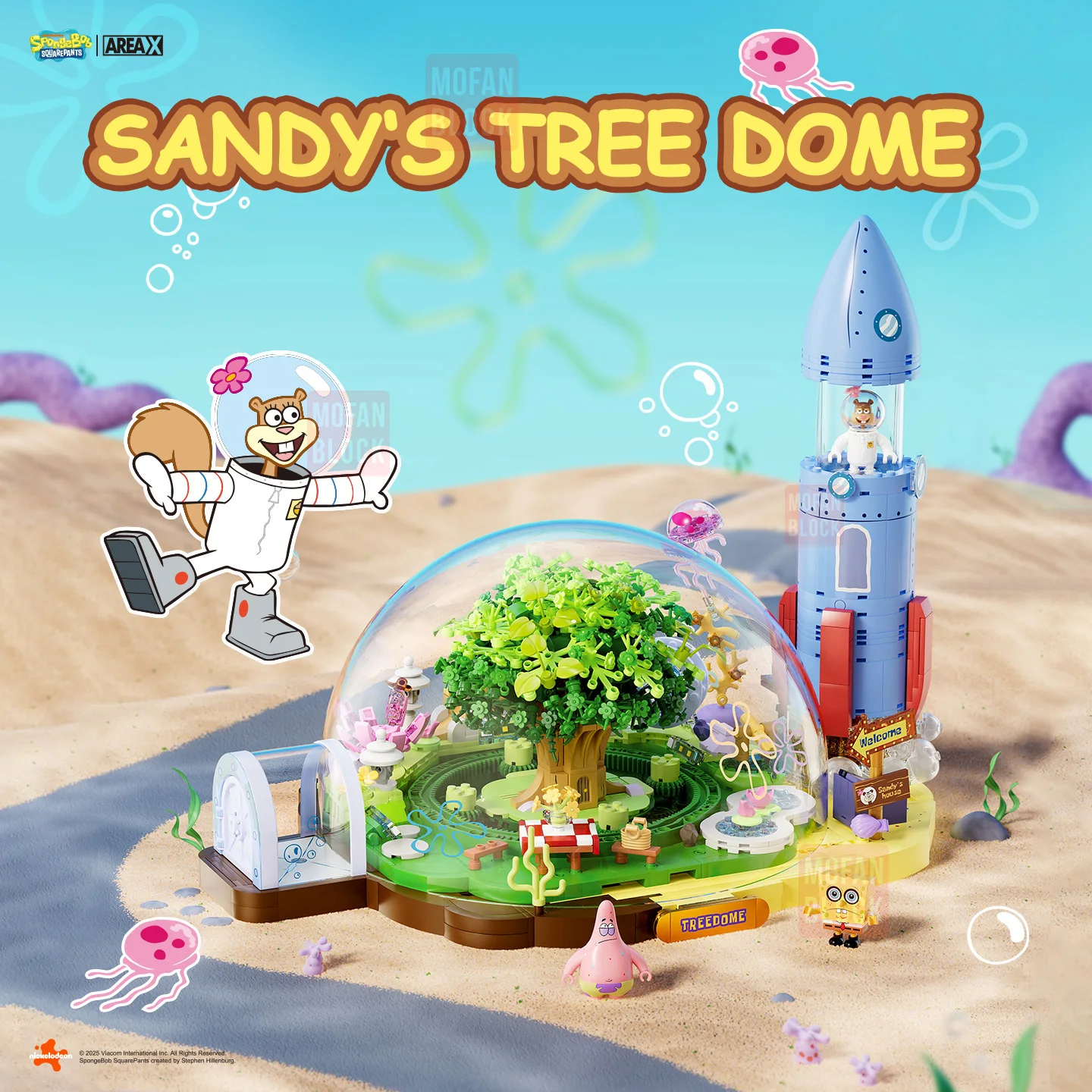 AREA-X SpongeBob SquarePants Sandy's Treedome Scena Architektoniczna Model Klocki Konstrukcyjne Zabawka z Kreskówki Cegła Dekoracja Domu Prezent Świąteczny