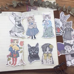 15pcs Personality Cat Adult Hand Book Sticker Material Package Set Animal Cute Pet Cute Funny Diary Decoration Stationary