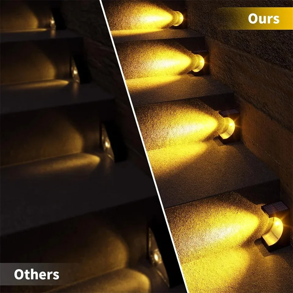 1/2/6/8 PCS LED Solar Step Lights Solar Powered Outdoor Stair Lamp Waterproof Lighting for Garden Stair Courtyard Decor Light