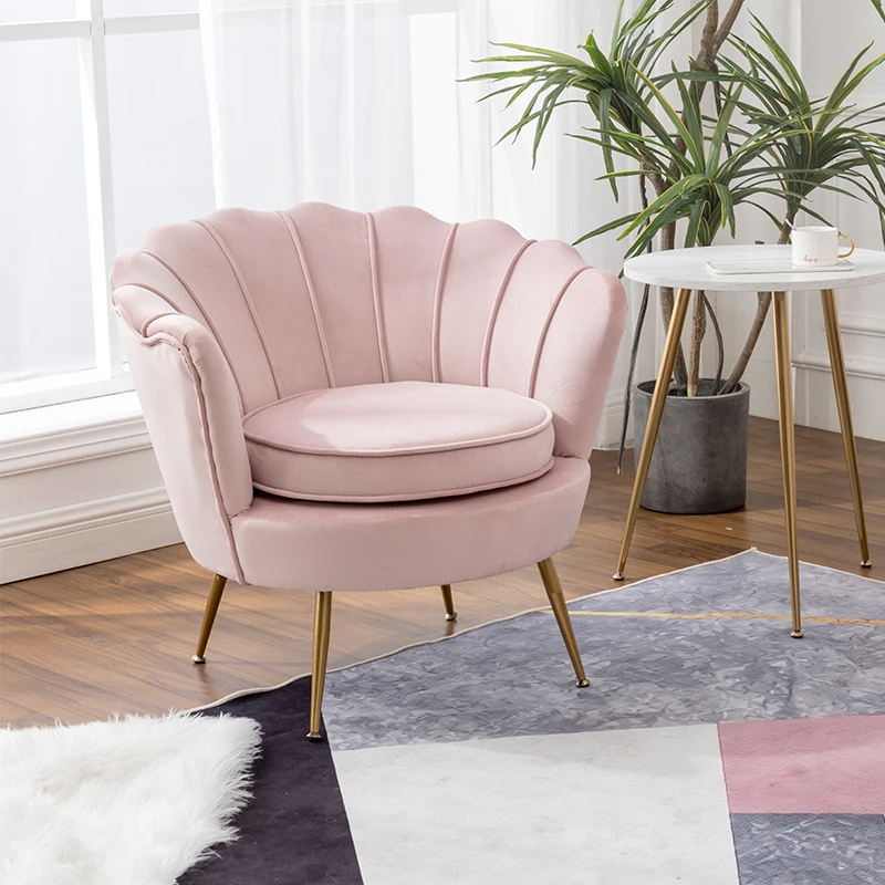 Pink Living Room Chairs Lounges Velvet Luxury Design Dining Room Armchair Nordic Salon Sillones Living Room Furniture MQ50KT