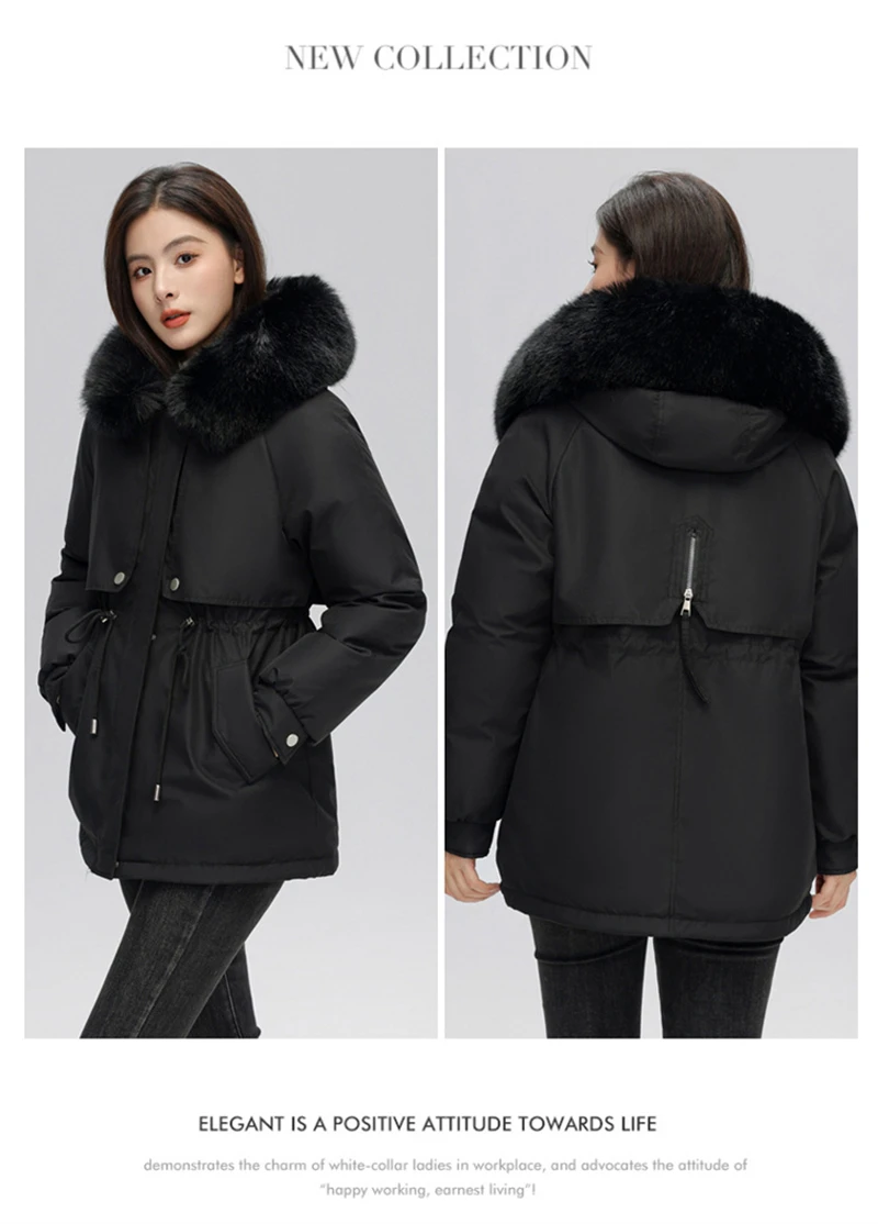 Winter Coat New Women's Thick Cotton Jacket Women's Medium Long Korean Version Fur Collar Coat Female Warm Parka Overcoat