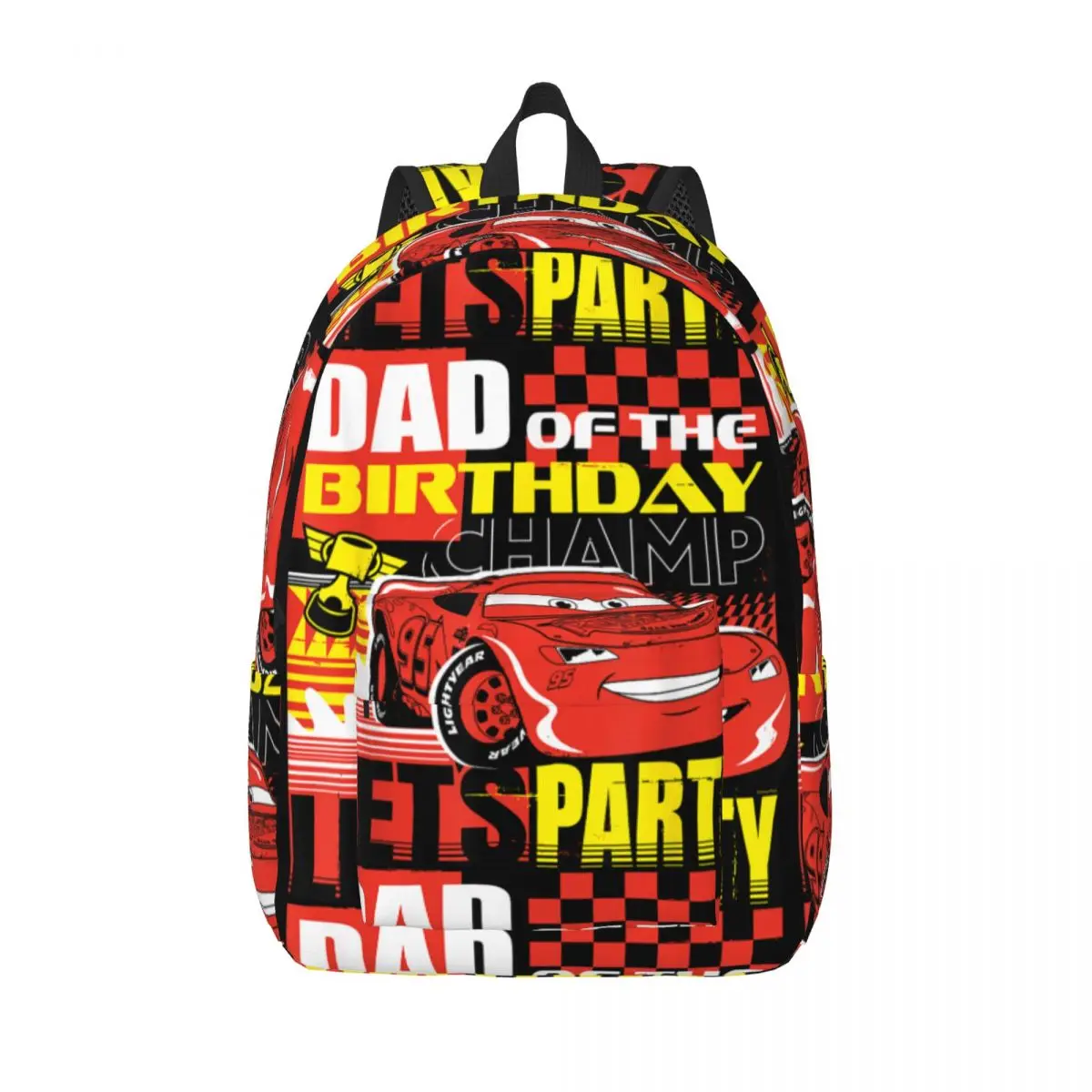 Cars Dad Of The Birthday Champ Party Lightning McQueen กระเป๋าเป้สะพายหลังกีฬากระเป๋าเป้สะพายหลังนักเรียน Unisex สีสันโรงเรียนกระเป๋า Rucksack