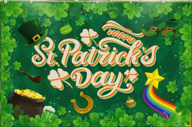 Happy St Patrick 'S Day การถ่ายภาพฉากหลังไวนิล Lucky ไอริช Shamrock Board Baby Shower Birthday Party ภาพพื้นหลัง