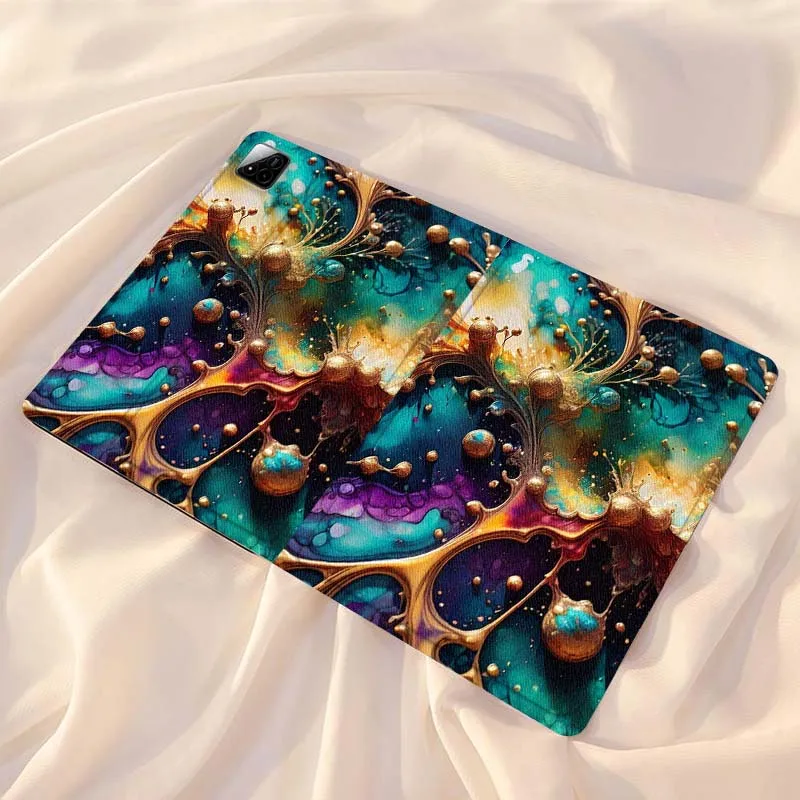 

Purple Gold Swirl Pattern Tablet Case For Xiaomi Redmi Mi Pad 4 5 6 7 8 K SE Mini Pro Plus Max 10.1 11.2 inch
