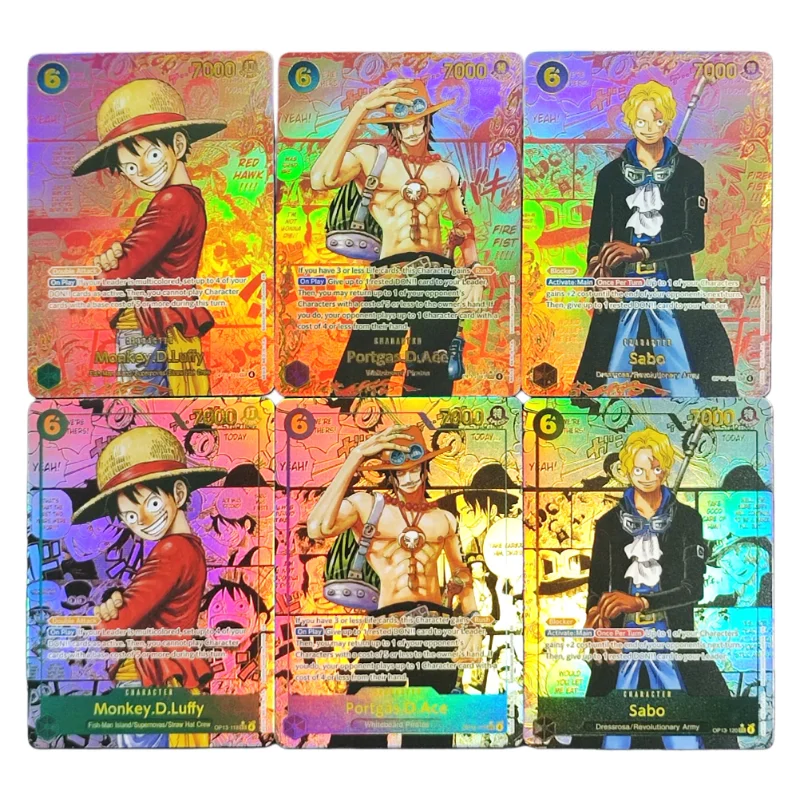 DIY ONE PIECE CARD OP13 RED MANGA Ace Sabo LUFFY COMIC SUPER