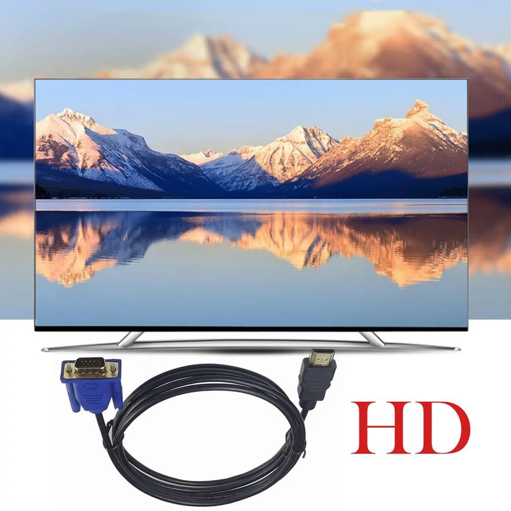 Câble adaptateur audio HD compatible HDMI vers VGA, 1/1.8/3, Hot, Dropshipping, Vente en gros