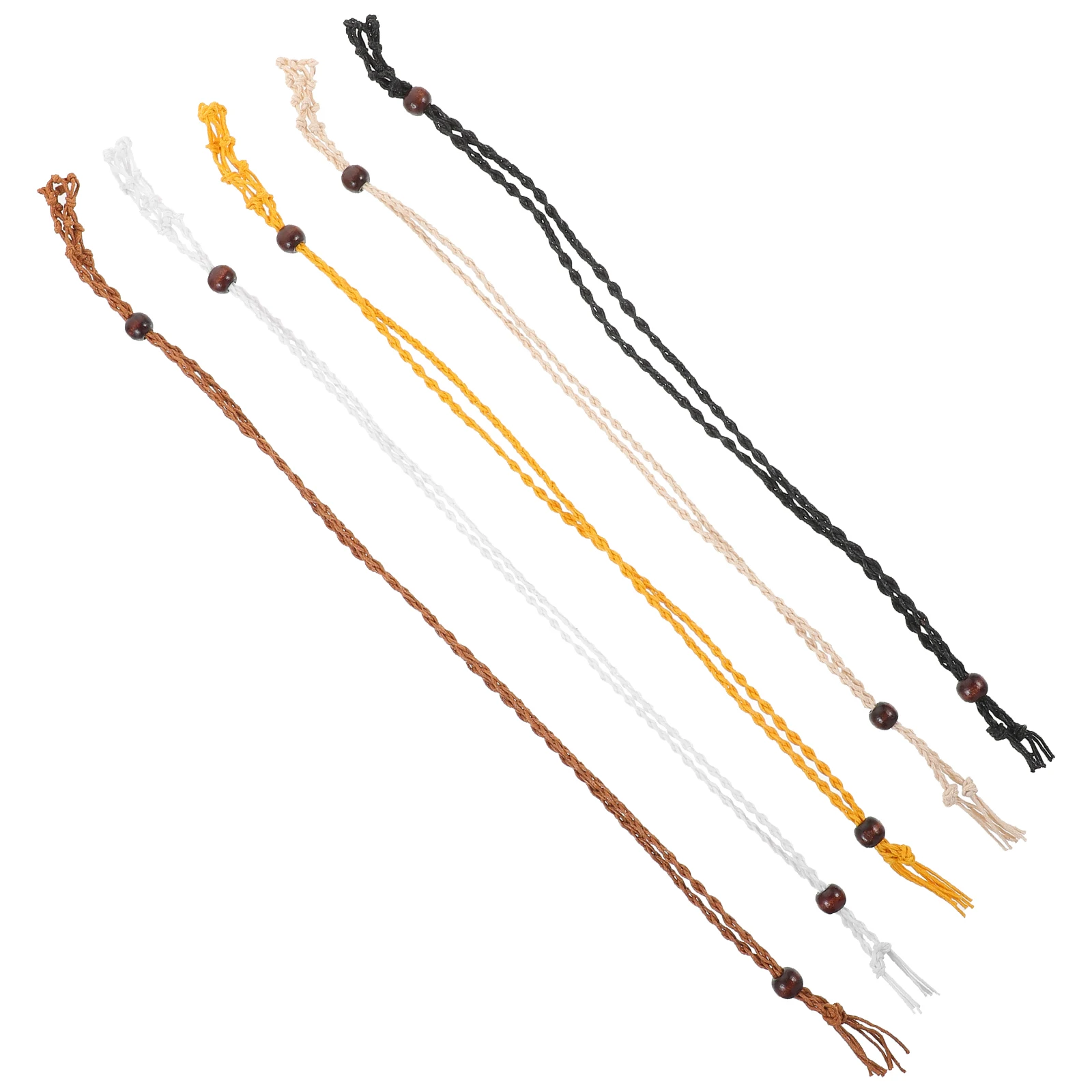 

5pcs Braided Necklace Holder Stone Cage Pendant Wood Beads Retro Hanging Ornament Woven Net DIY Jewelry Accessories