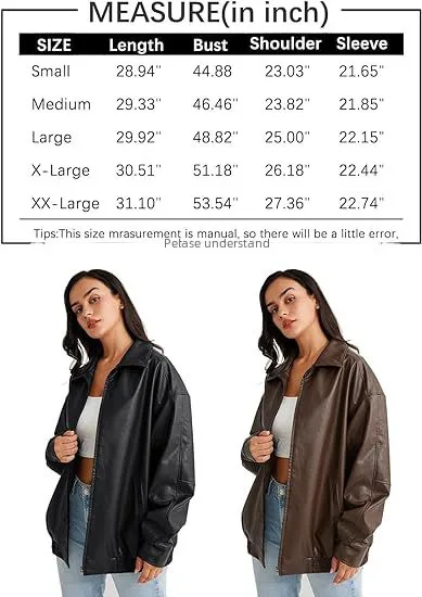 Jaqueta de couro oversized feminina outono motocicleta plus size casaco artificial casual elegante outerwear para mulheres plus size