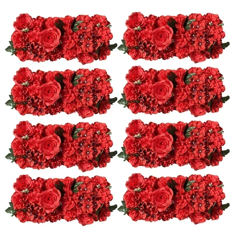 Red Arc Floral Flower Panel Artificial Flowers For Party Background Decoration Wedding Decor Bridal Shower Home Decor Items