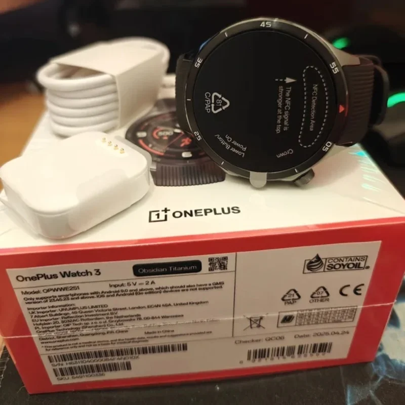 Oryginalny OnePlus Watch 3 Global Version Smartwatch 1,5 cala AMOLED 32GB pamięci Snapdragon W5 Wear OS od Google NFC IP68 5ATM