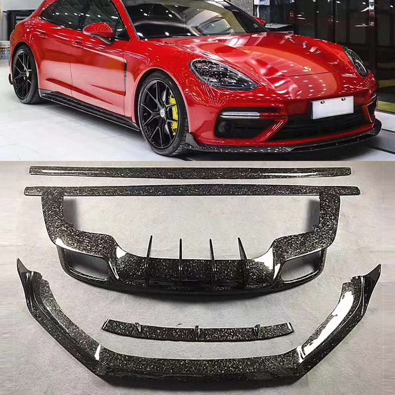 

Real Forging Carbon Fiber For Porsche Panamera 971 Turbo 2017-2023 Front Bumper Lip Rear Diffuser Spoiler Side Skirt Body Kit