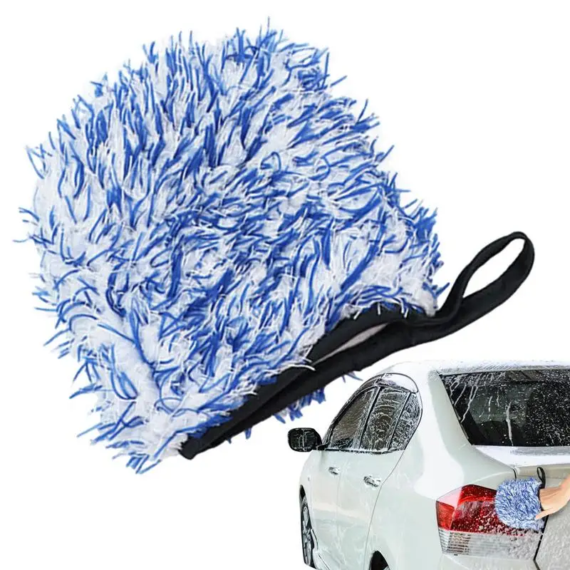 Car Wash Mitten Scratchproof Car Mitten Microfiber Wash Tool Flexible Wash Mitts Soft Double-Sided Car Supplies Cleaning Gloves