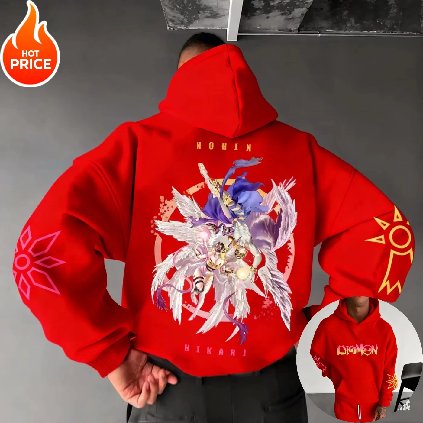 

Digimon Angewomon 2026, новинка, хит продаж, винтажная толстовка с капюшоном, осенняя Harajuku, аниме, зимняя мужская уличная одежда, женская толстовка большого размера, топ