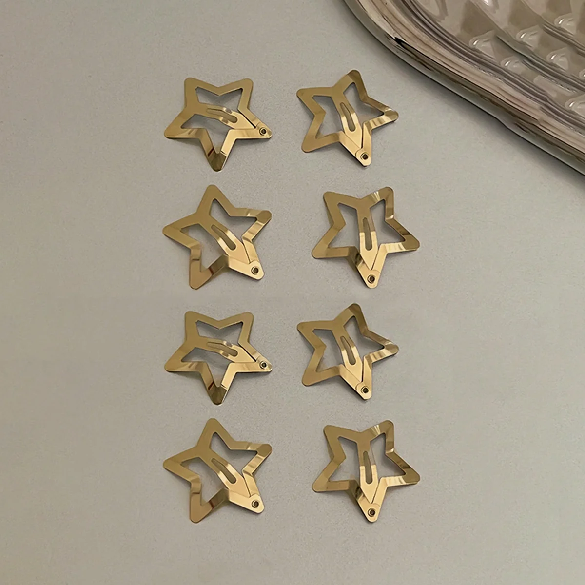 8 قطع من مشابك الشعر على شكل نجمة، مشابك شعر بإبزيم معدني، إكسسوارات شعر ذهبية، مشابك شعر على شكل نجمة لطيفة، مشابك شعر بإبزيم مضاد للانزلاق، مناسبة