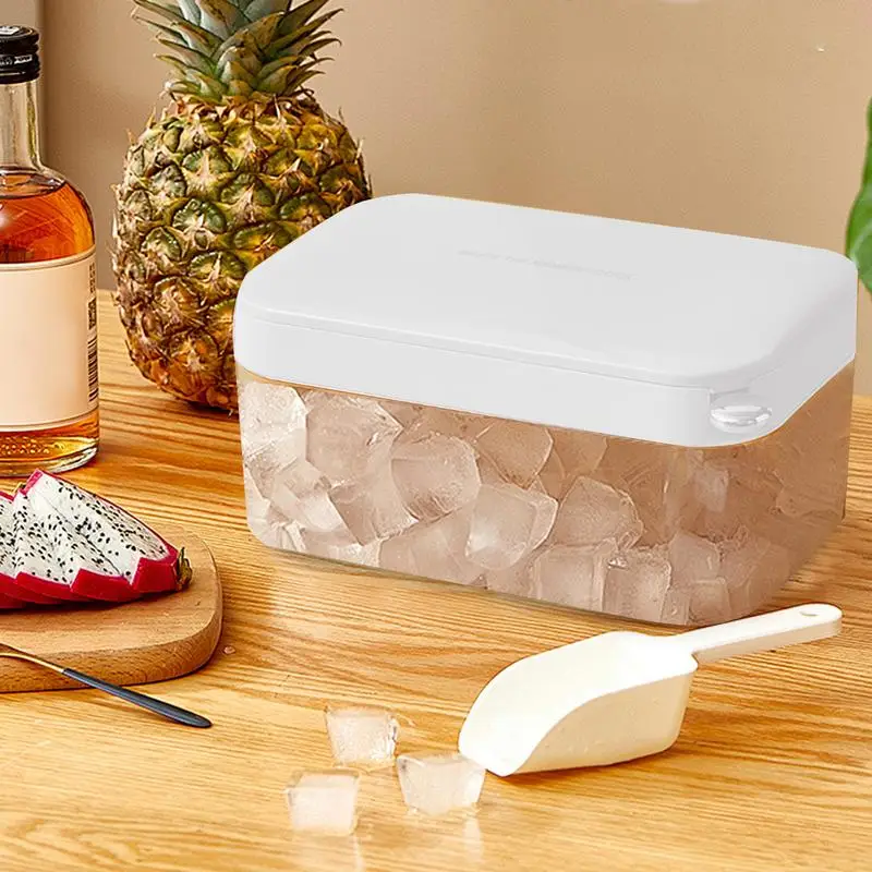 Ice Cube Tray With Lid And Bin Stackable Freezer Ice Making Tray Container 32-Cavity Design Easy-Release Reusable Kitchen