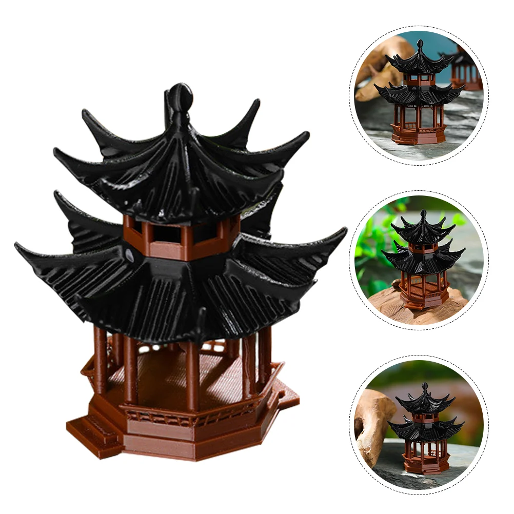 

Pavilion Decorations Fish Tank Pagoda Sculpture Mini Figurine Tiny Model Hideout Shelter Cave Gazebo
