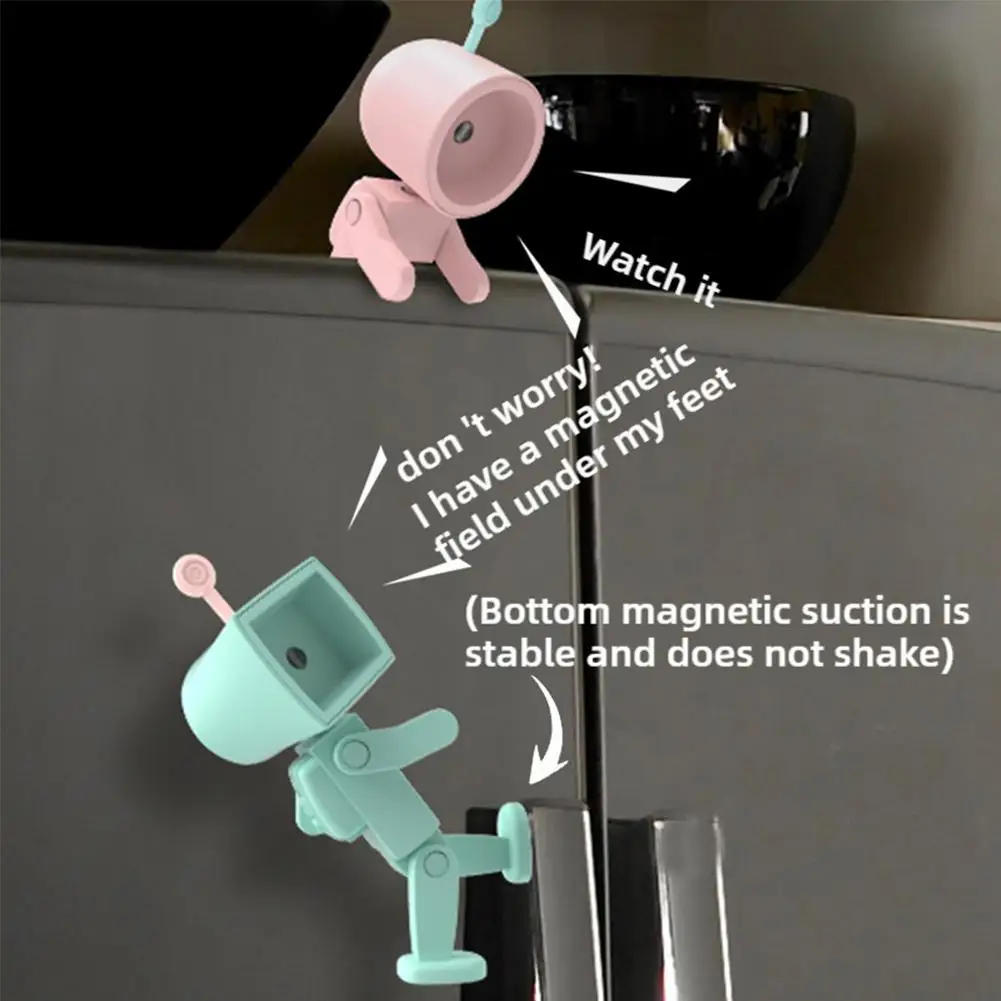 Astronaut Magnetic Night Light LED Mini Robot With Battery Powered Book Light Desktop Building Block Decoration Atmosphere Light