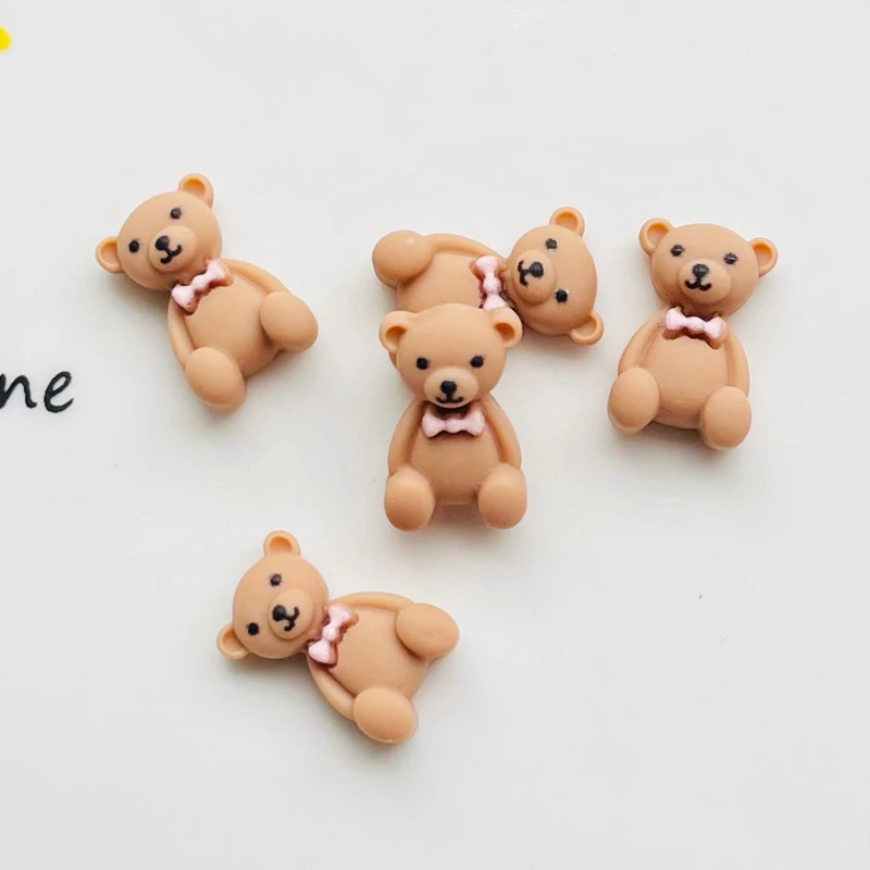 

20 Pcs New Mini Cute Cartoon Animal Little Bear Resin Scrapbook Diy Jewellery Hairpin Accessories Decorate Craft