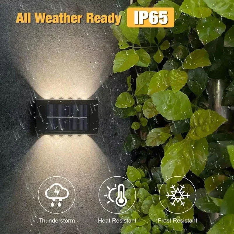 1~4Pcs Solar Wall Lights Outdoor 16LED Waterproof Lamp Up And Down Convex Lens Lighting For Garden Landscape Balcony Decoration image 3