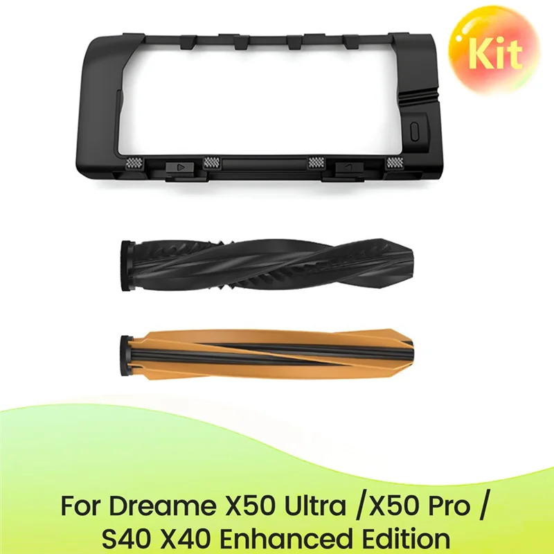A94E-メインブラシカバーとメインブラシ Dreame X50 Ultra /X50 Pro / S40 X40 強化版ロボット掃除機アタッチメント用