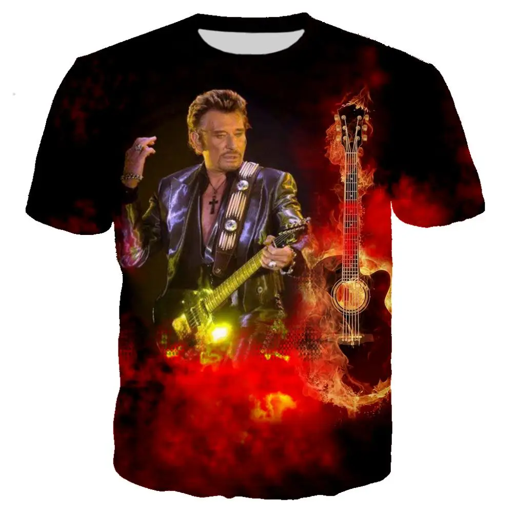 Rock Singer Johnny Hallyday 3D Print T-Shirts Men Women Casual Short Sleeve T Shirt Oversized Harajuku Y2k Tees Kid Top Clothing