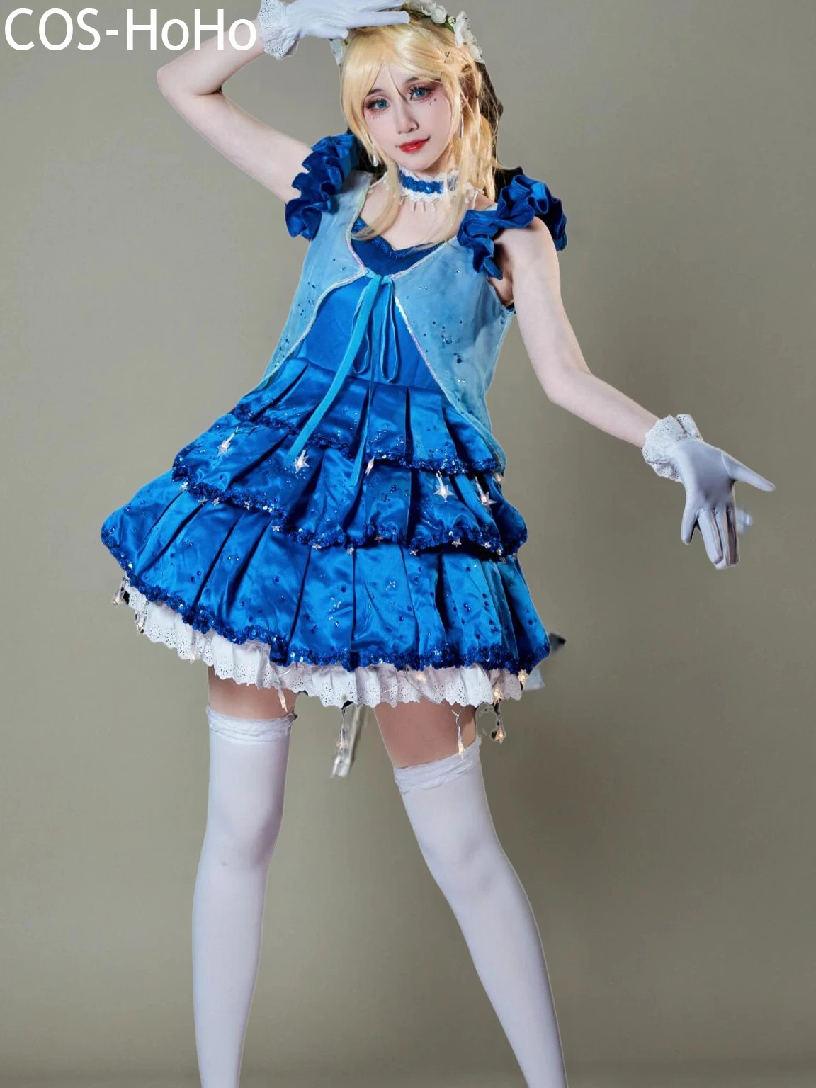 

COS-HoHo Anime Lovelive! The Dreaming Gate Aqours Rin Hanayo All Members Blue Yarn Style Singing Suit Uniform Cosplay Costume