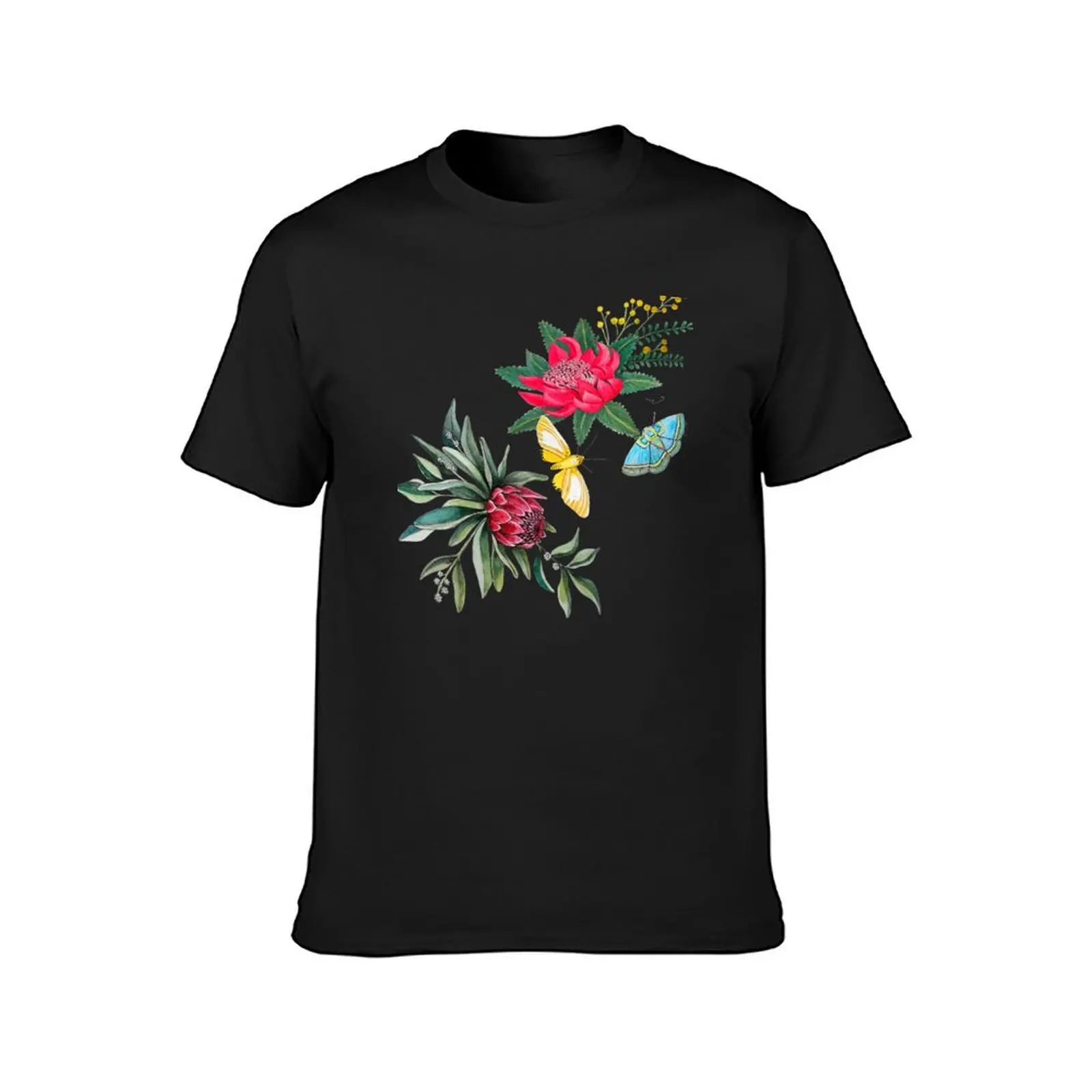 Protea, Australian flowers and butterfly ,moths T-Shirt for a boy blanks customs design your own mens champion t shirts