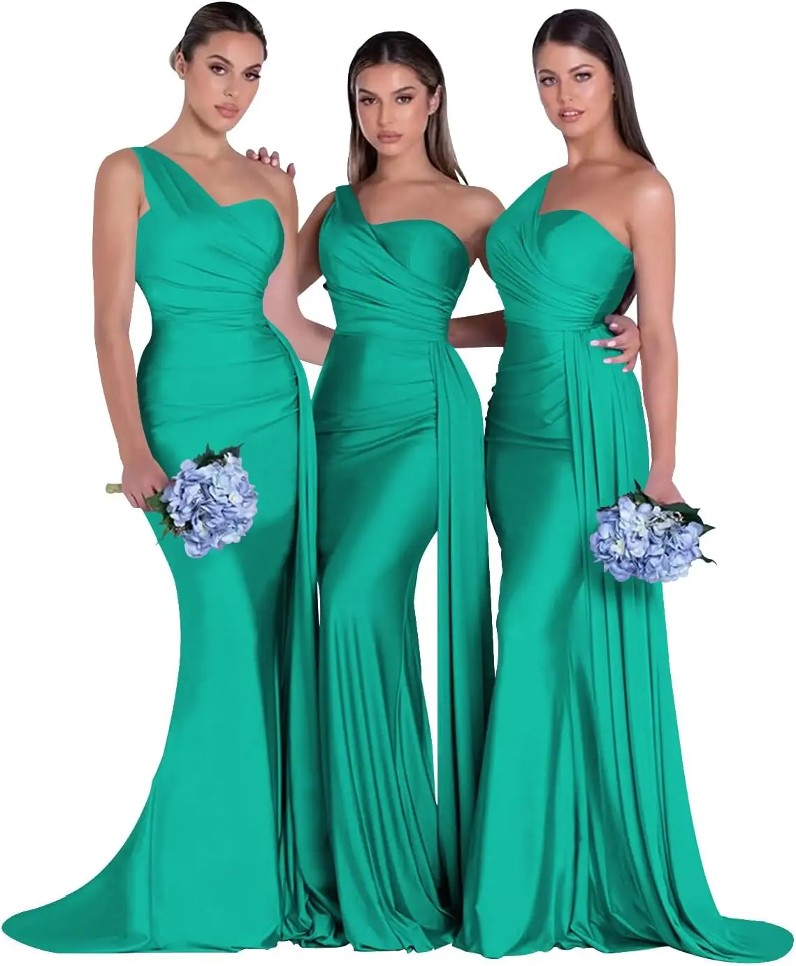 

Женское платье подружки невесты на одно плечо с длинным плиссированным подолом и облегающим атласным вечерним платьем, свадебное платье, бальное платье