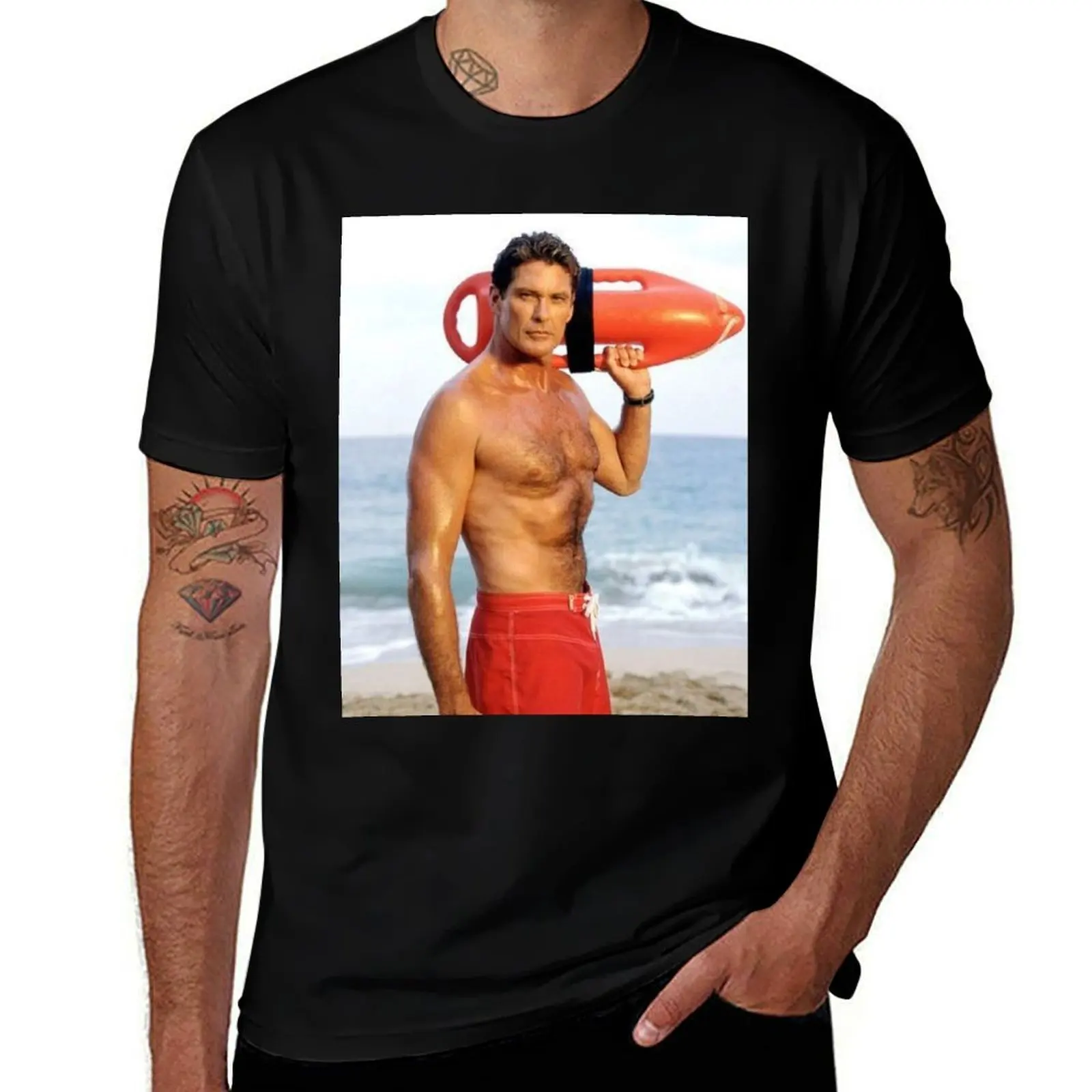 

david hasselhoff summer T-Shirt men t shirt cotton 100% t shirts for man cotton soft T-Shirt