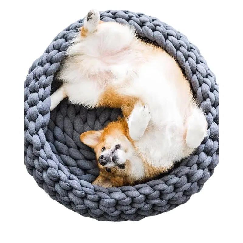 

Luxury Custom Sofa Dog Bed Super Soft with Chunky Memory Weave Solid Pattern New Accessory Pet Beds
