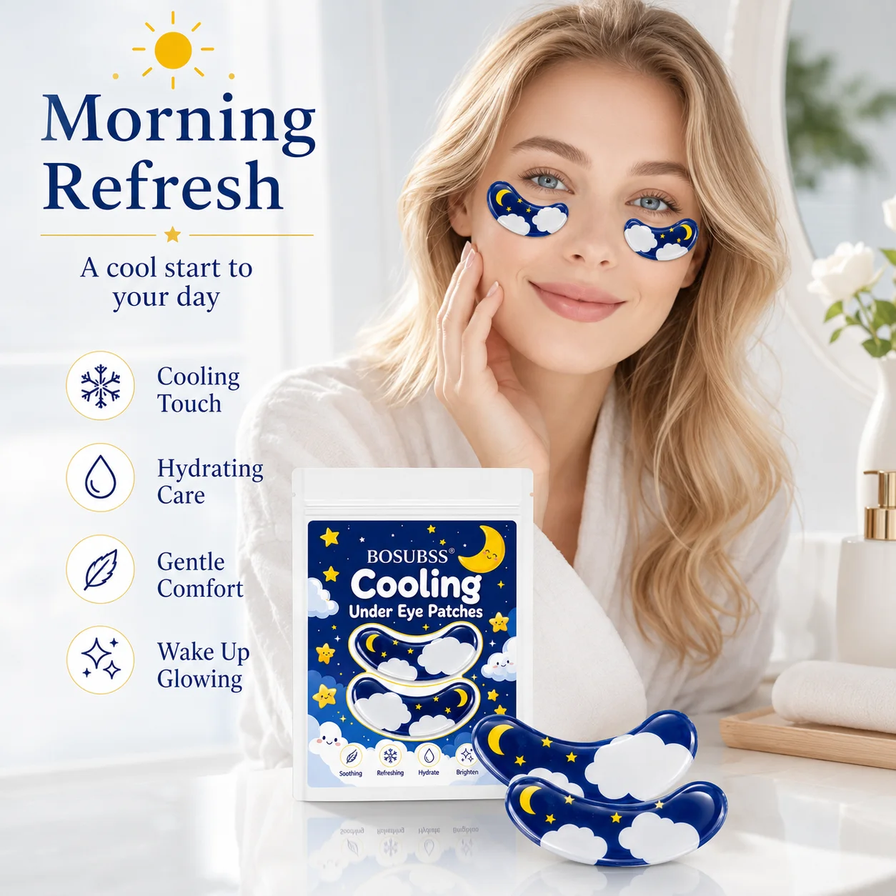 Hydrating Gel Eye Masks Cooling under Eye Patches Soft Hydrogel Eye Pads for Daily Eye Care Refreshing Moisturizing Skincare Tra
