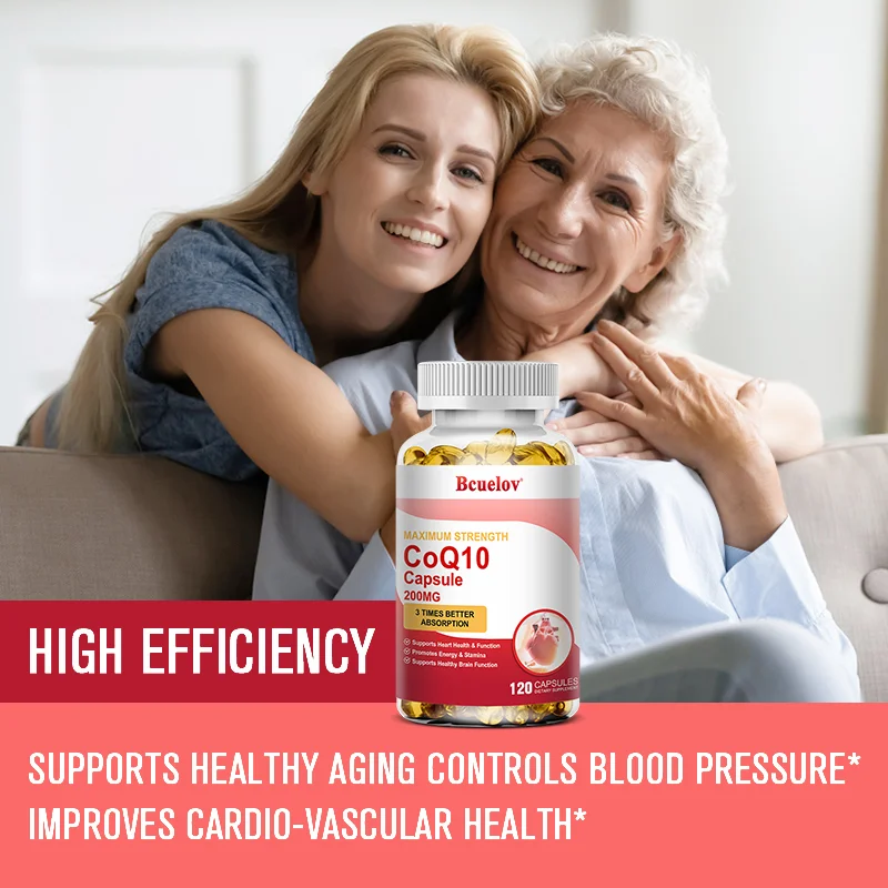 كبسولات المكملات المساعدة Q10 (CoQ10) 200 ملغ تدعم صحة القلب، وتوفر فوائد مضادة للأكسدة، وتعزيز الطاقة