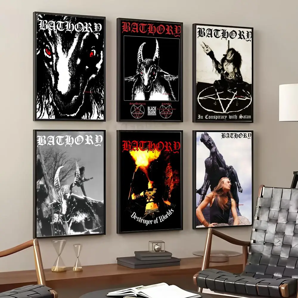 B-Bathory Quorthon Retro Heavy Metal Painting Calligraphy Cotton Canvas Wall Art Poster Quality Decor Painting for Home Decor